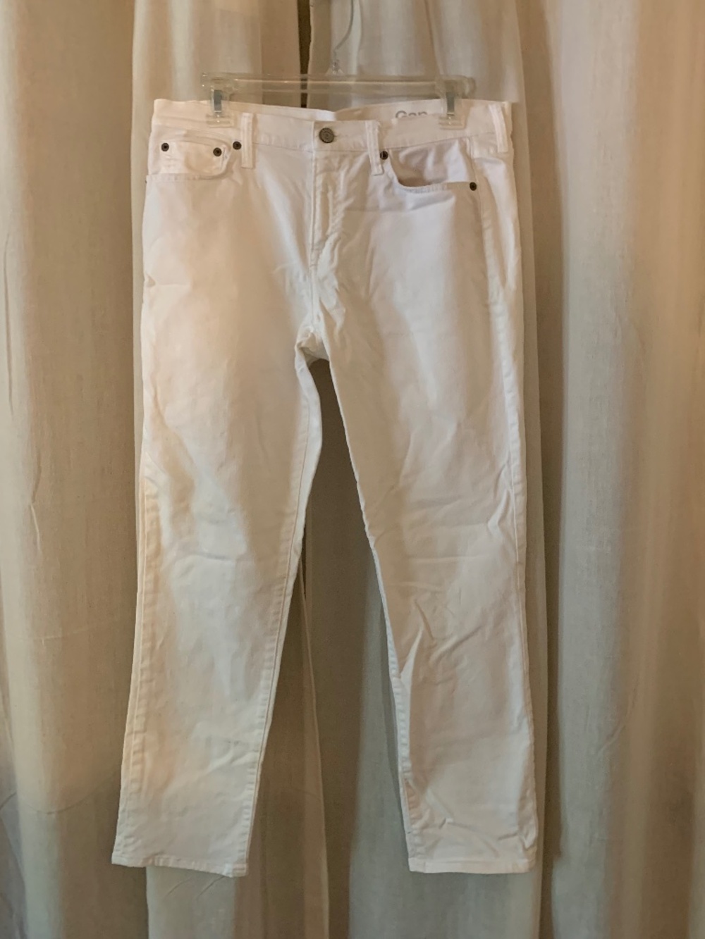 Gap 1969 White Slim-straight Fit Jeans Women's 28R Mid Rise Stretch Denim